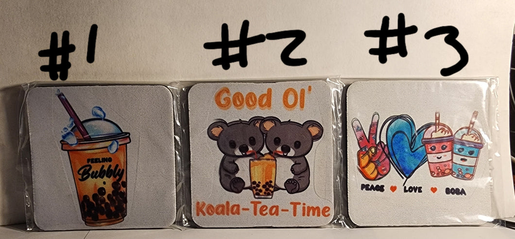 Square Boba // Bubble Tea Neoprene Coasters